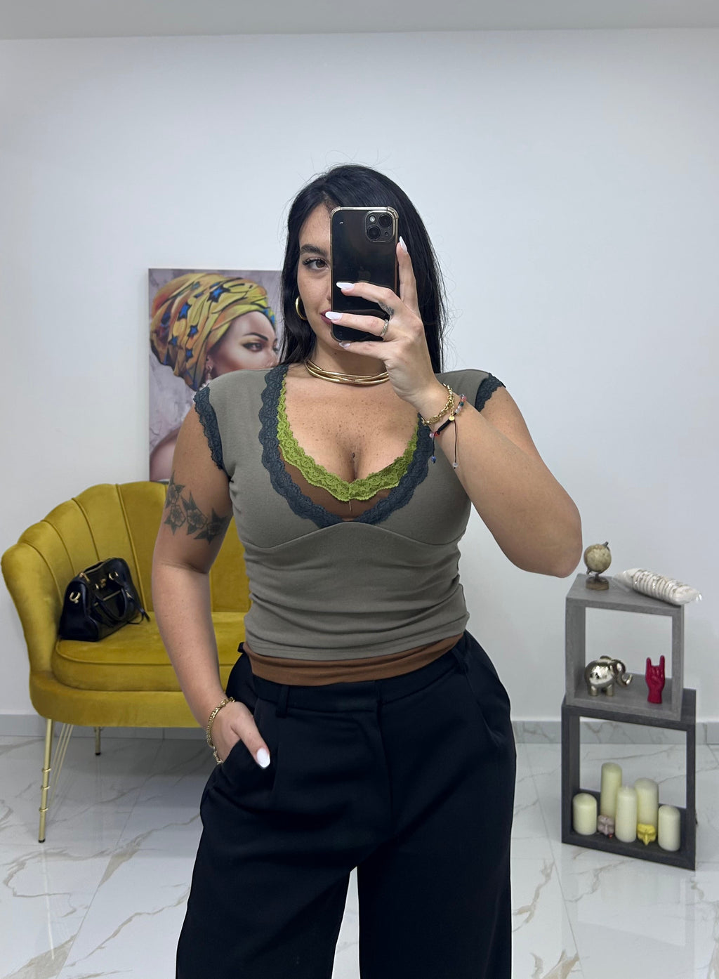 Dual Lace Top verde