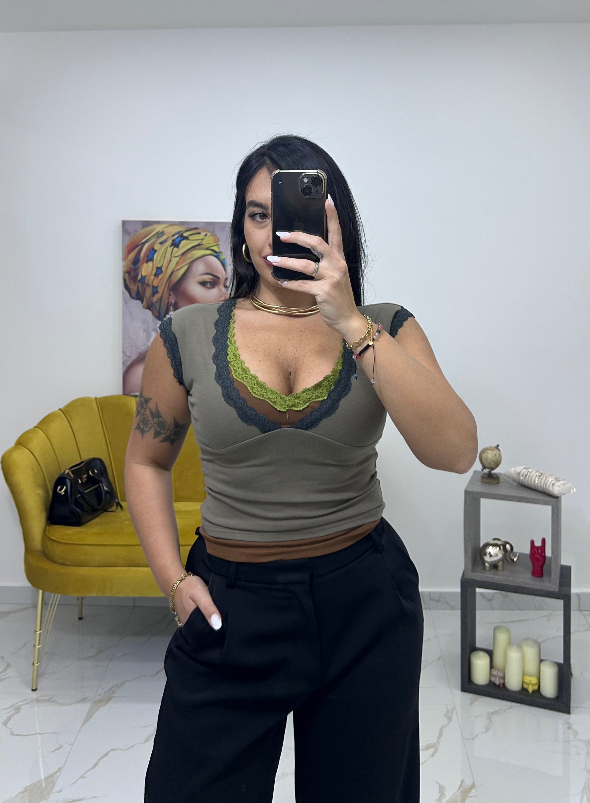Dual Lace Top verde