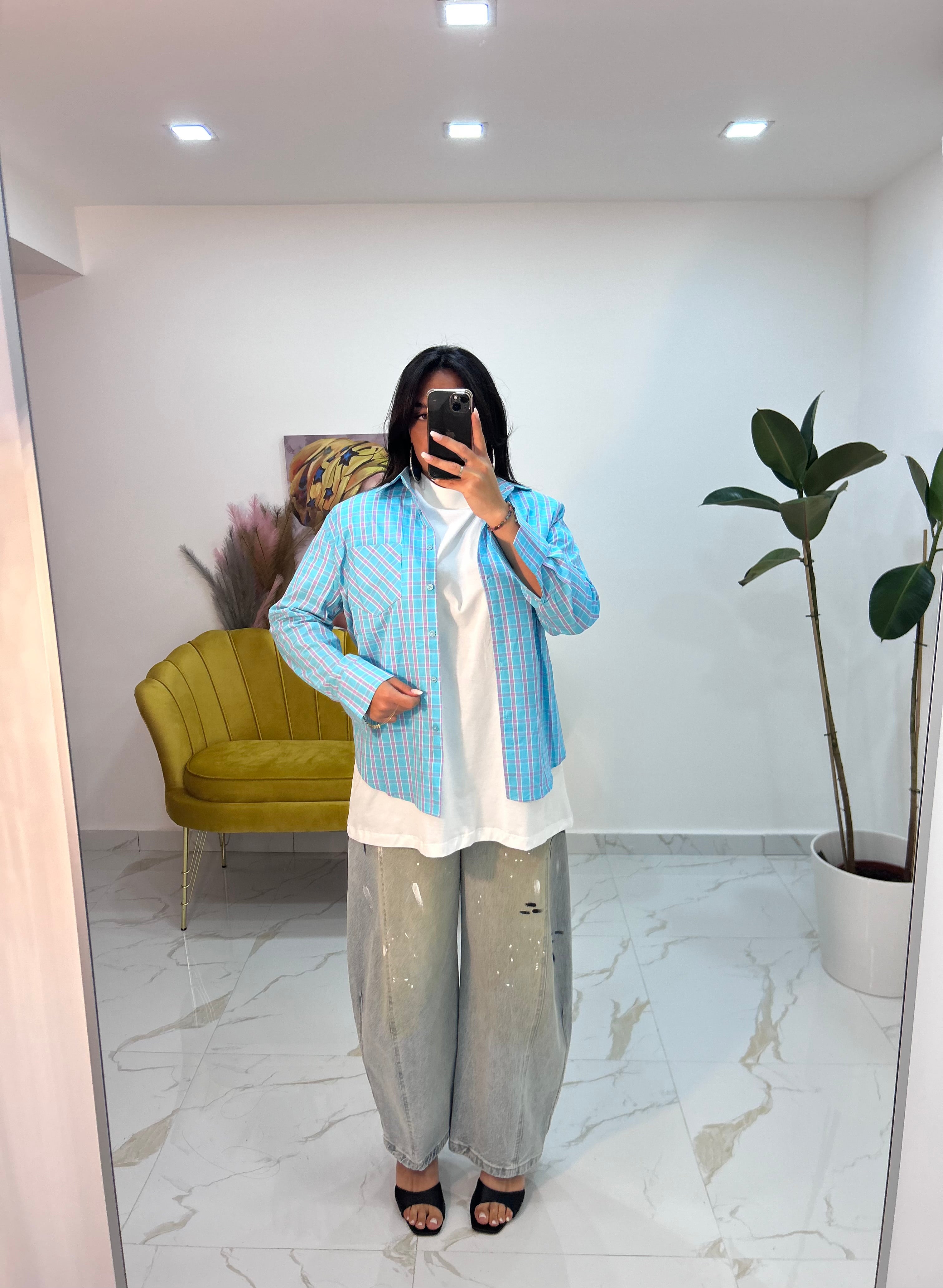 Camicia Stripe Mix azzurra