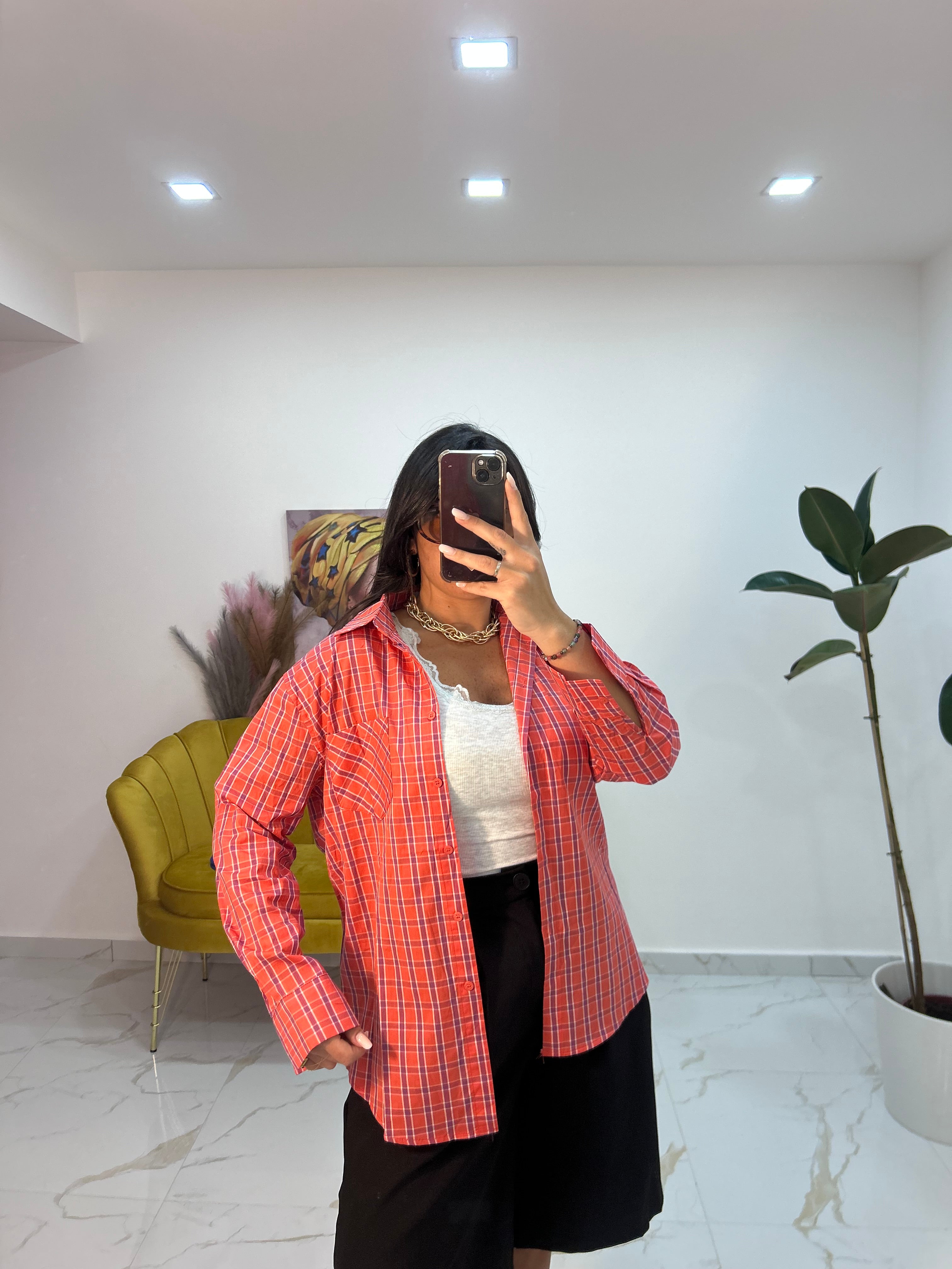 Camicia Stripe Mix rossa