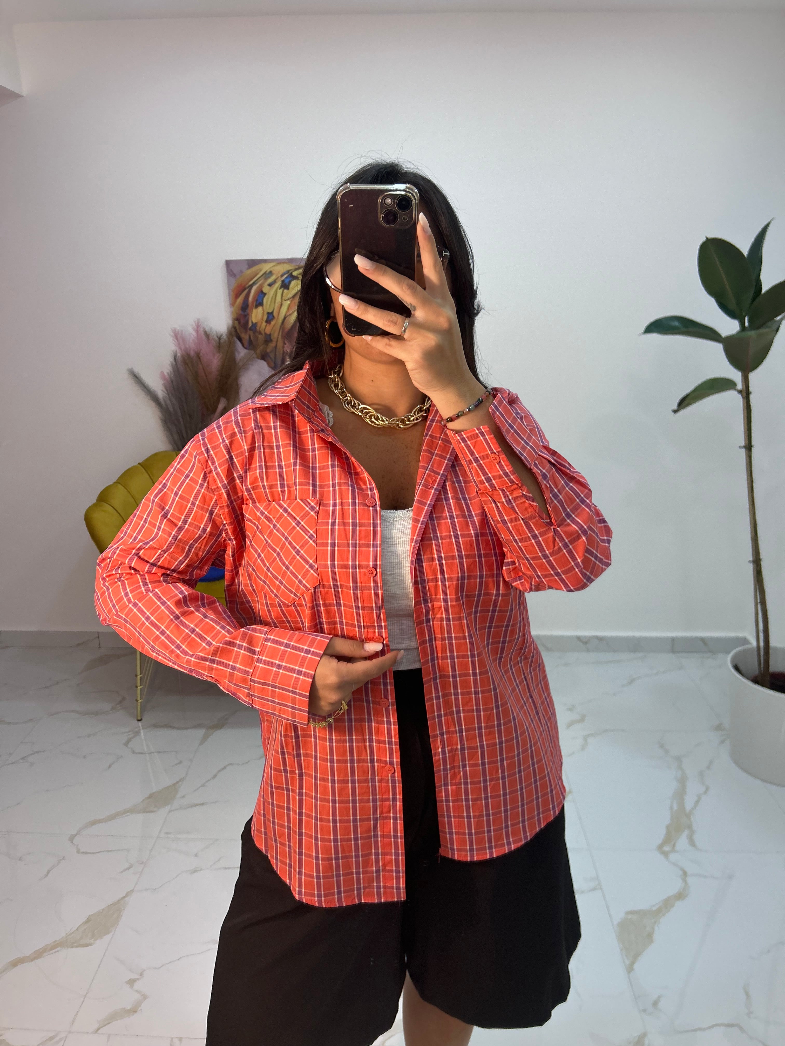 Camicia Stripe Mix rossa
