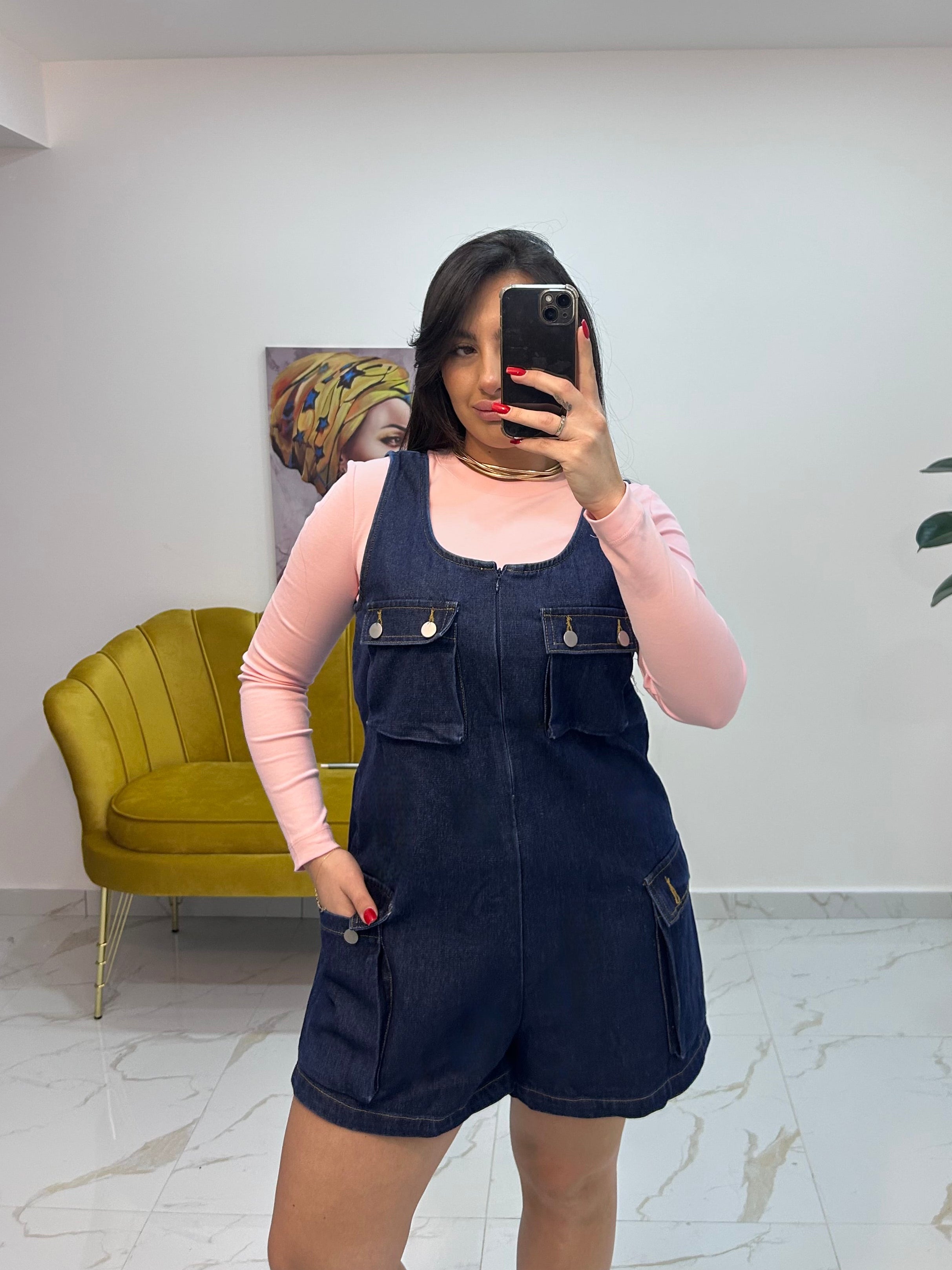 Tutina Denim Scuro Over