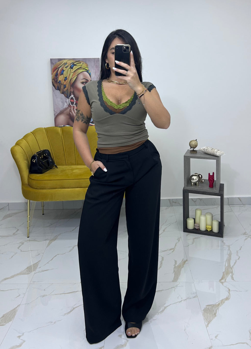 Dual Lace Top verde